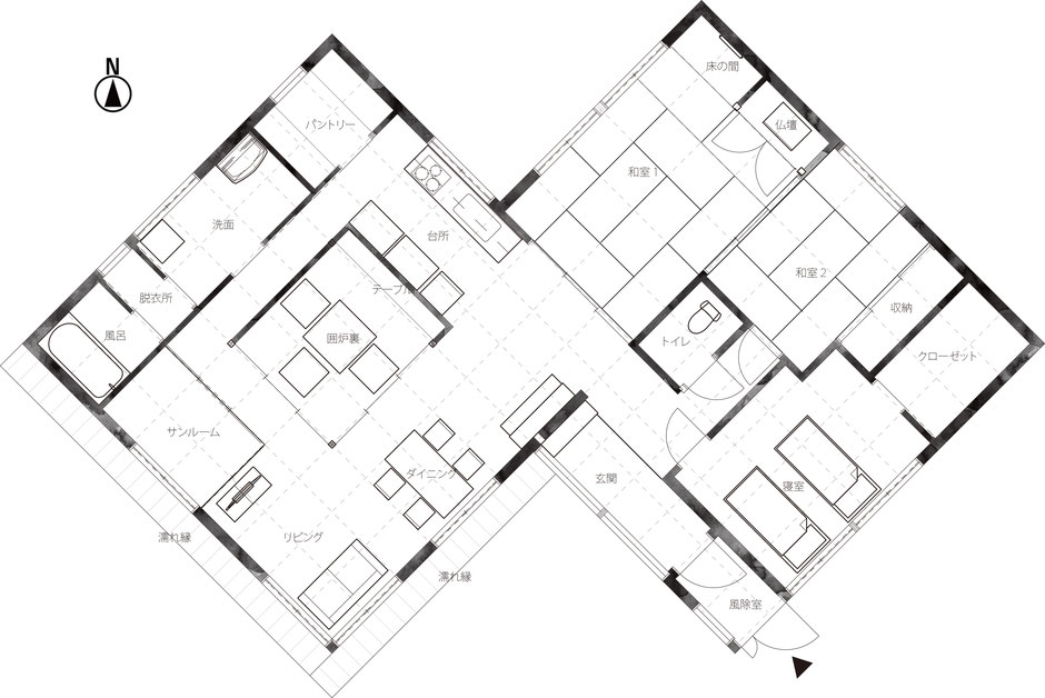 新築注文住宅の計画案平面図